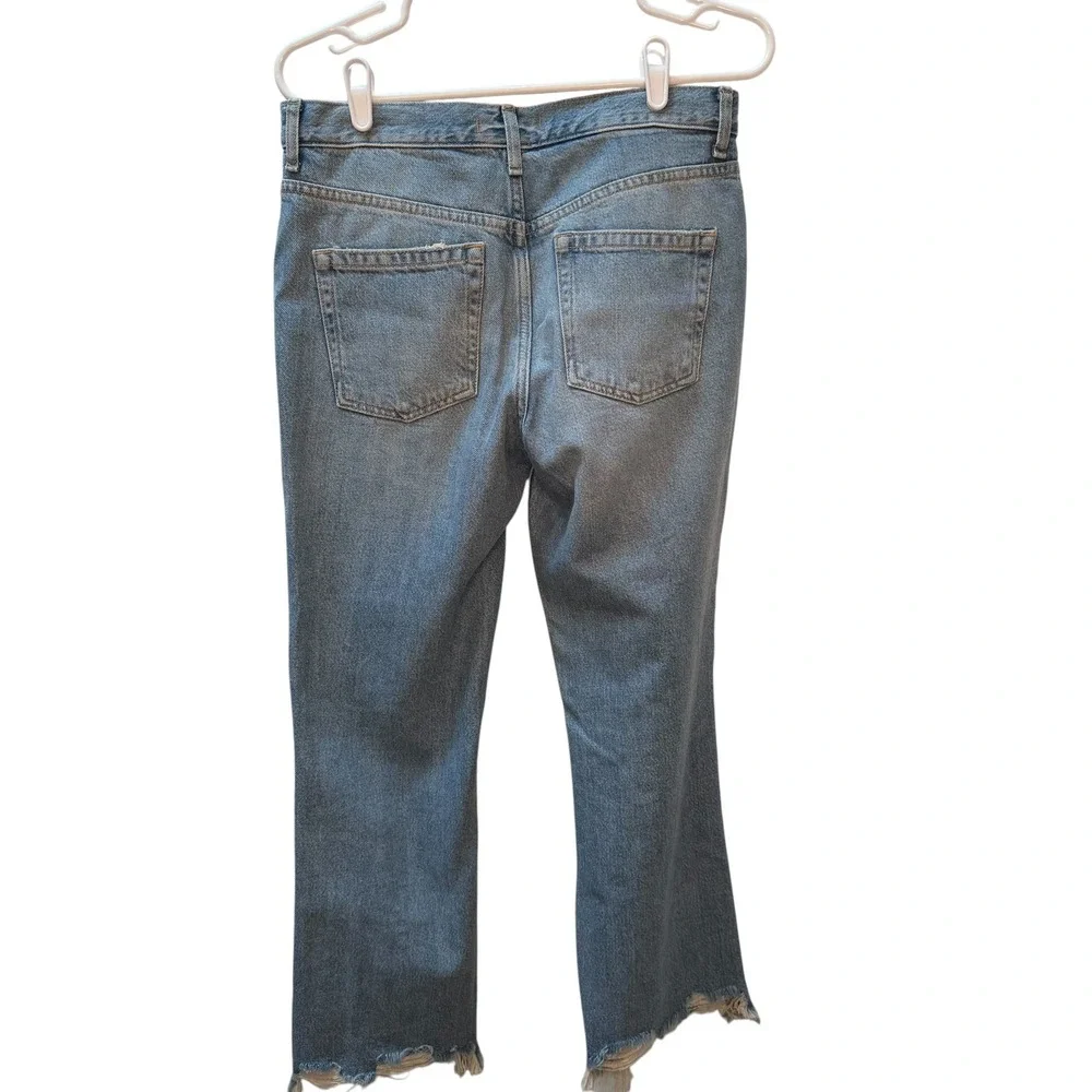 We The Free Free People Distressed Straight Leg Jeans Blue Light Wash Size‎ 27